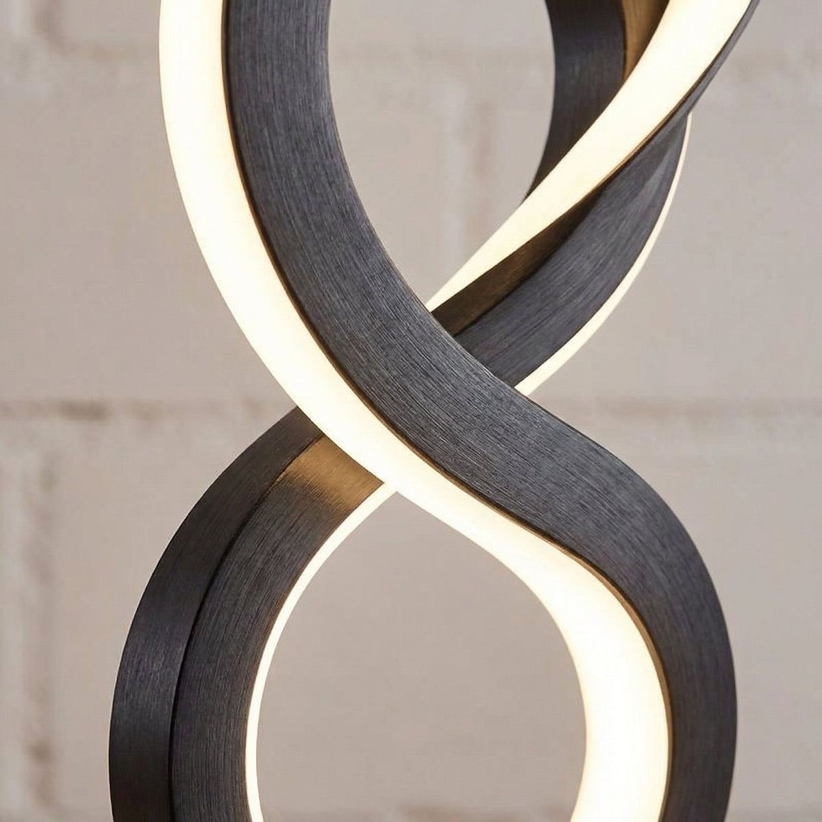 Bordlampe med doble spiralbånd i sort og LED-lys, Svart