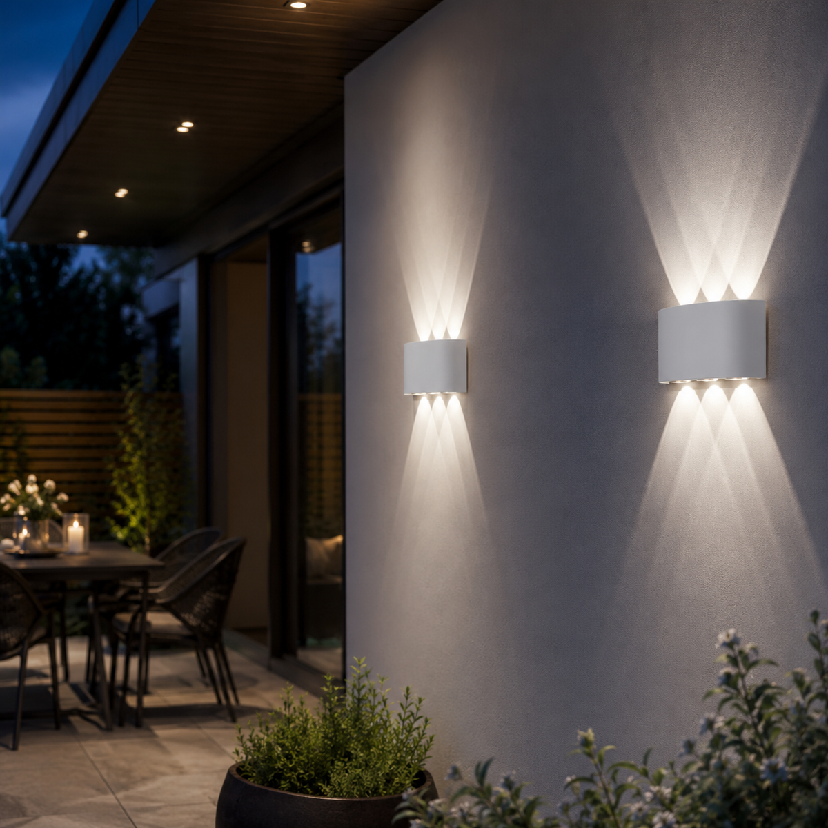 Vegglampe med LED og opp- og nedlys for inne og ute, 10 × 25 cm