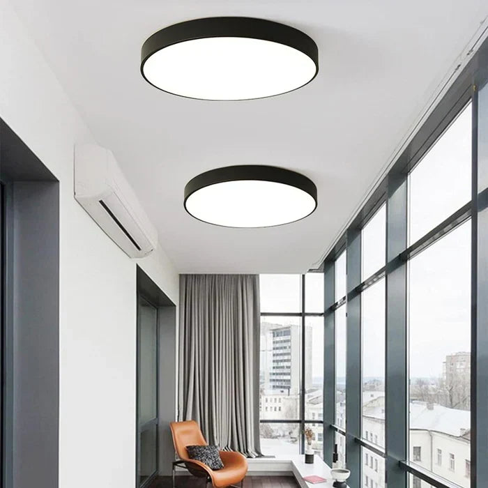 Taklampe med LED - ultratynn rund plafond med jernramme, 40 cm