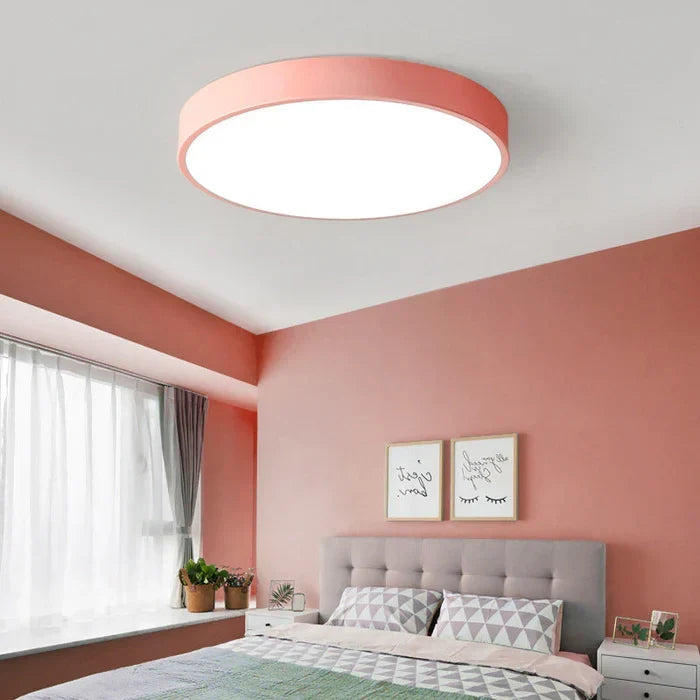 Taklampe med LED - ultratynn rund plafond med jernramme, 40 cm