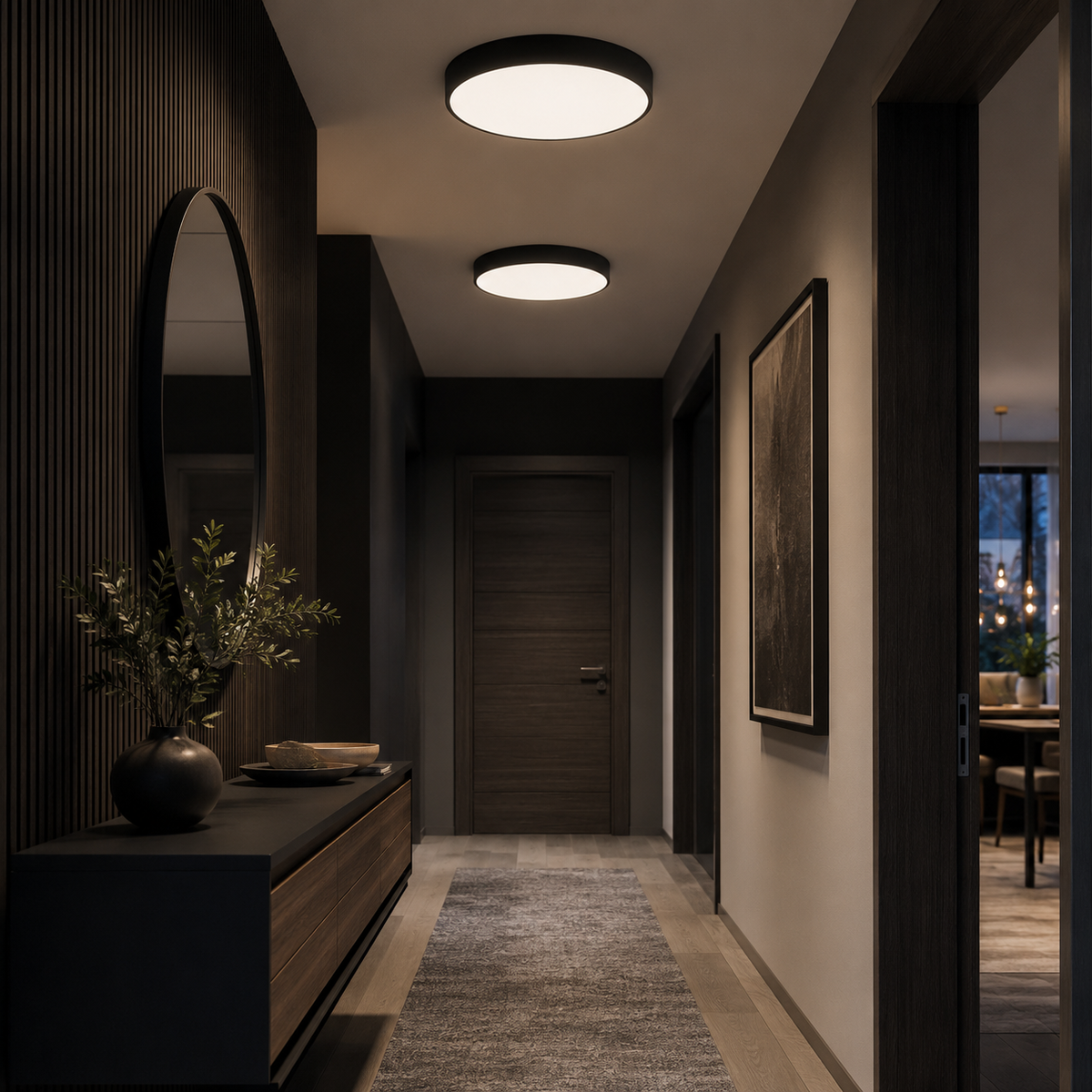 Taklampe med LED - ultratynn rund plafond med jernramme, 40 cm