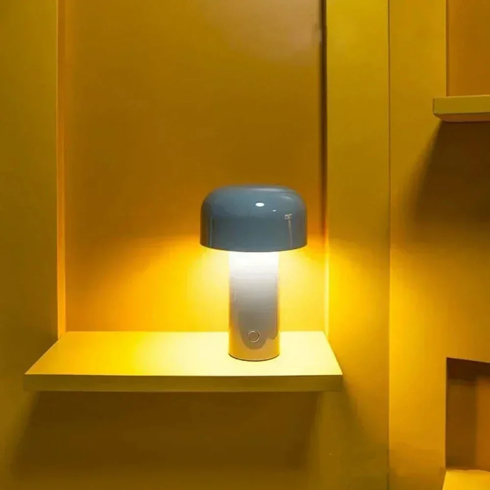 Bordlampe med LED - oppladbar soppform med berøringsdimmer