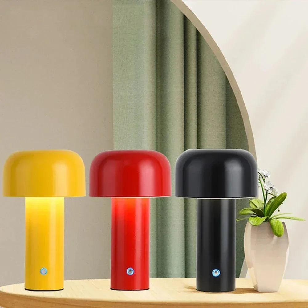 Bordlampe med LED - oppladbar soppform med berøringsdimmer