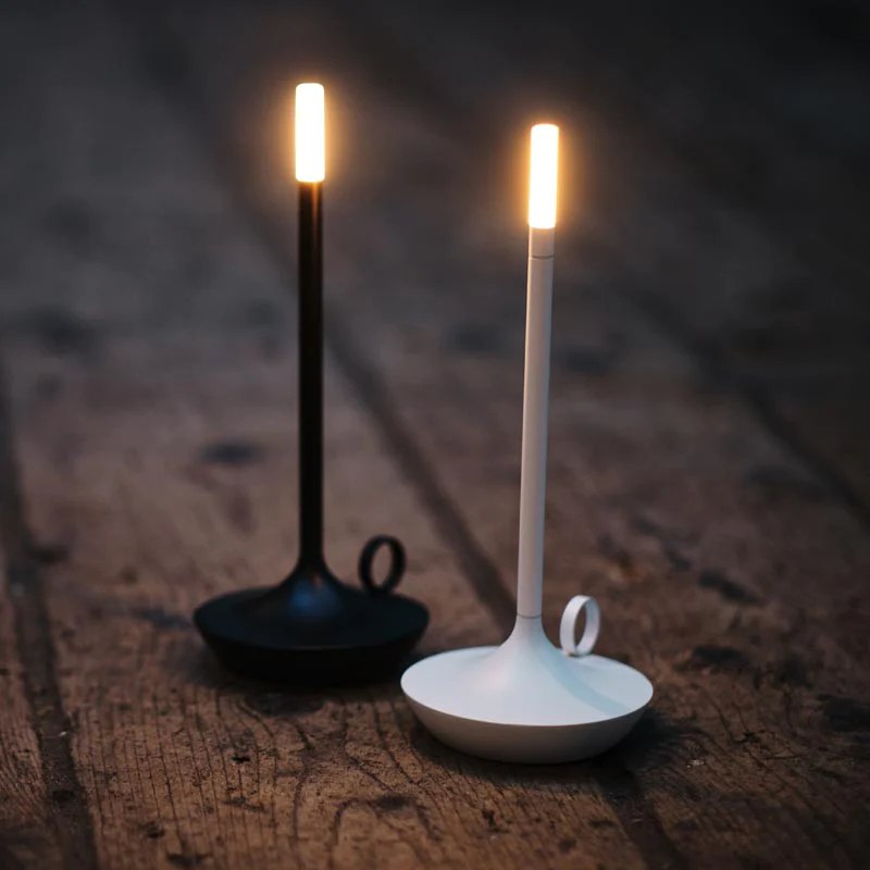 Bordlampe som LED-lysestake - oppladbar med berøringskontroll