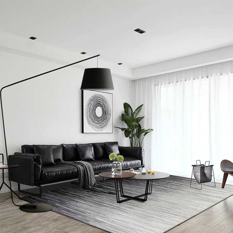 Gulvlampe med fiskestangform og LED - matt svart nordisk design