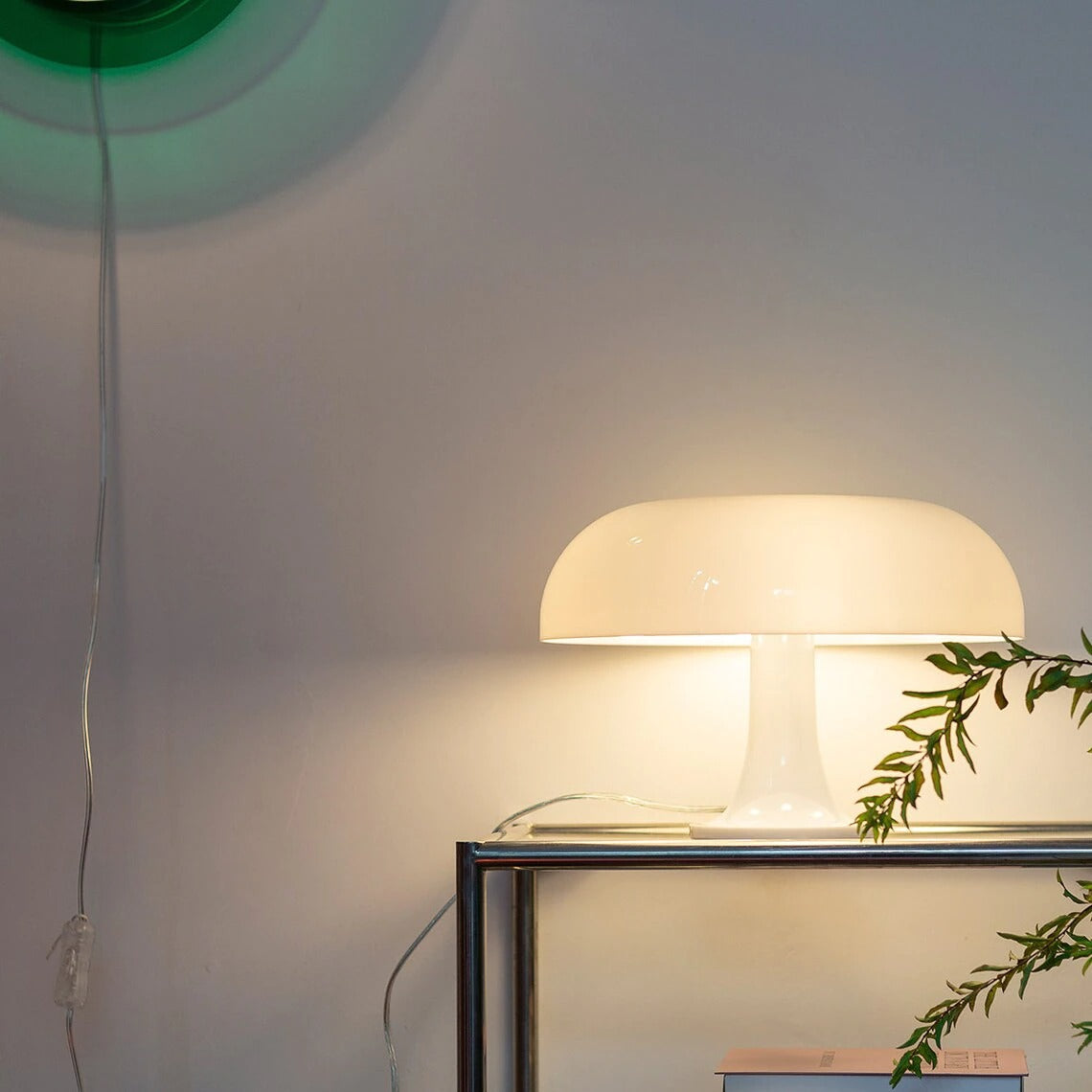 Bordlampe med soppform i retrostil, oransje eller hvit