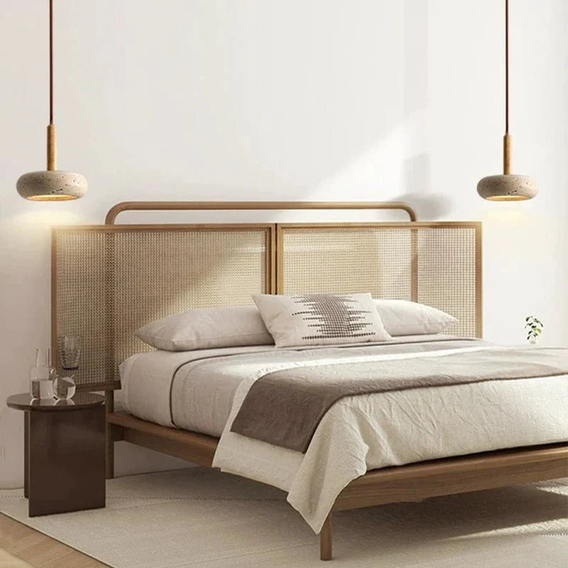 Pendellampe med LED i steingods og tre - moderne stil