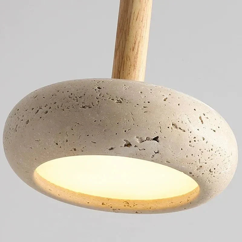 Pendellampe med LED i steingods og tre - moderne stil
