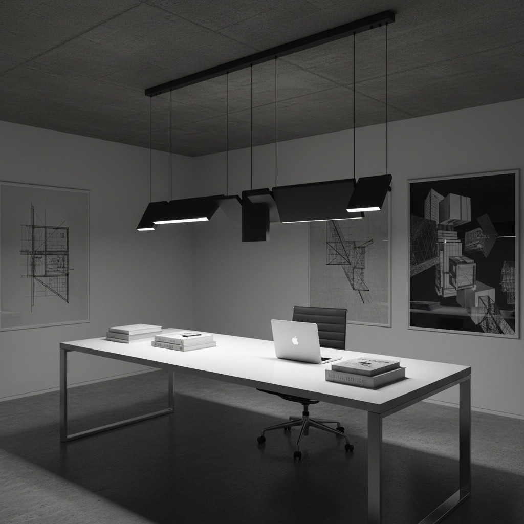 Lysekrone med LED i akryl og aluminium - minimalistisk, lineær design
