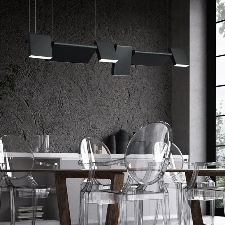 Lysekrone med LED i akryl og aluminium - minimalistisk, lineær design