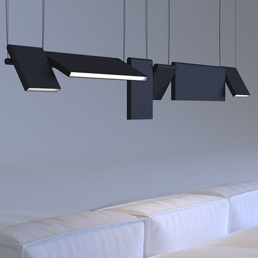 Lysekrone med LED i akryl og aluminium - minimalistisk, lineær design