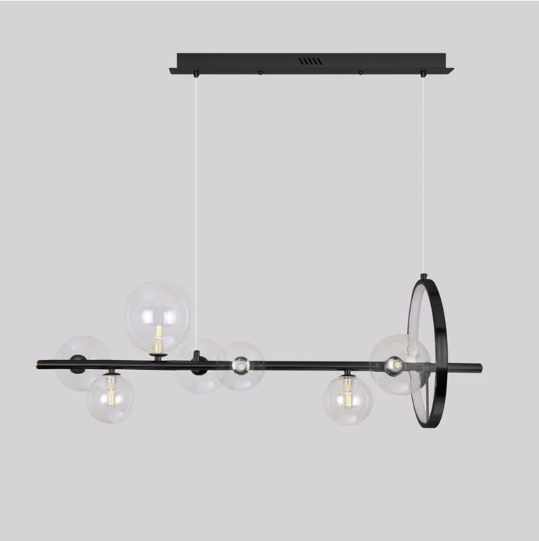 Lysekrone med LED, glasskuler og justerbar lengde, 90 eller 120 cm