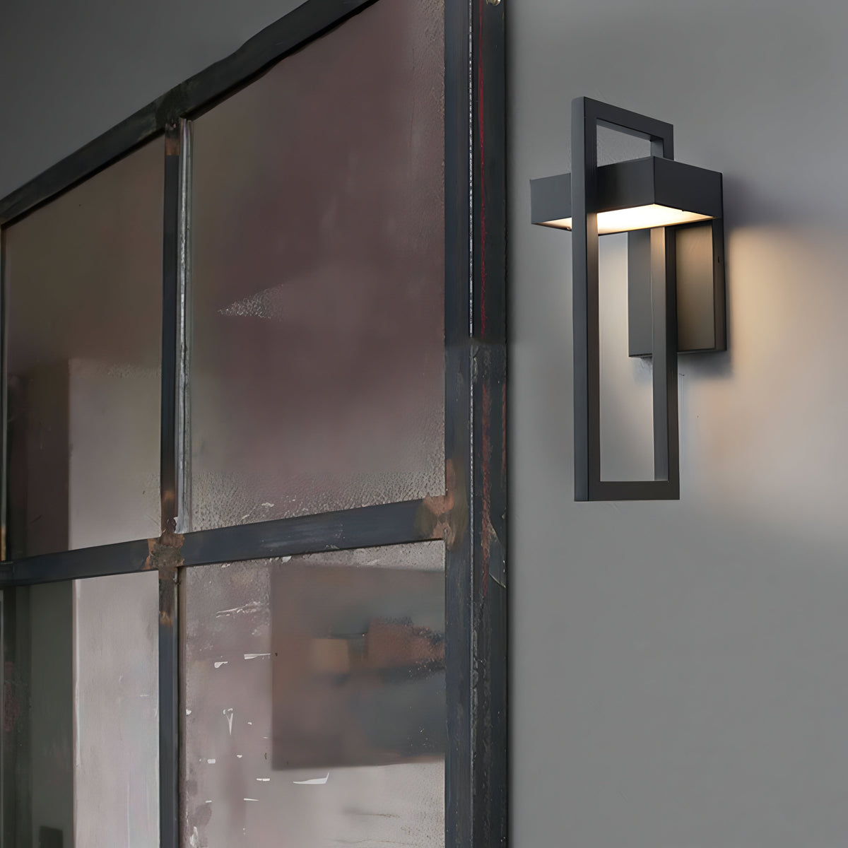 Utendørs vegglampe i rustfritt stål - moderne svart fasadelampe