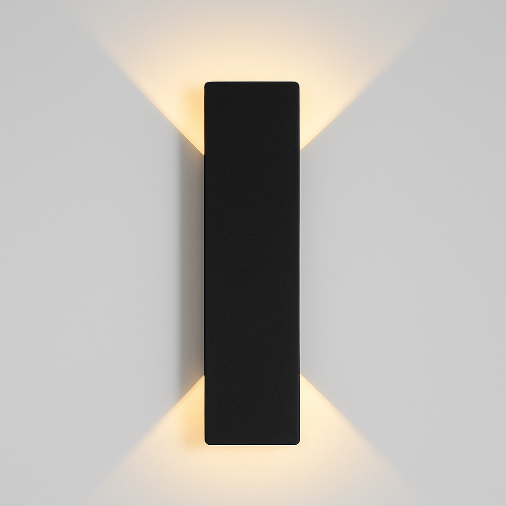 Utendørs vegglampe i aluminium - rektangulær med opp- og nedlys