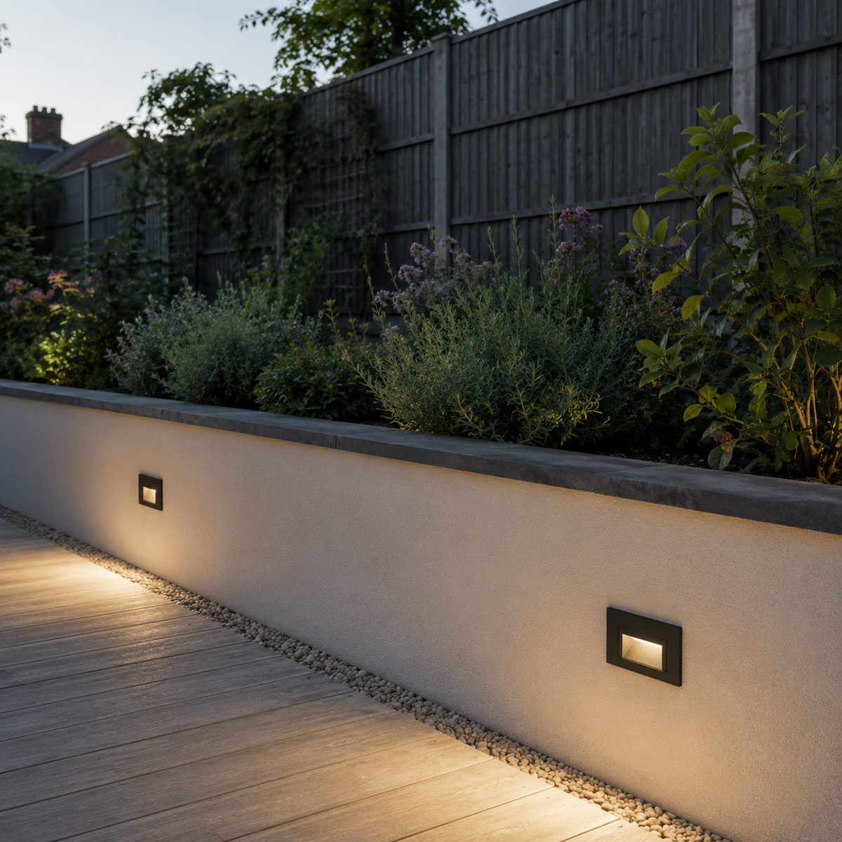 Trappebelysning med innfelt LED i aluminium - IP65, sett med 2, 4 eller 6 lyspunkter