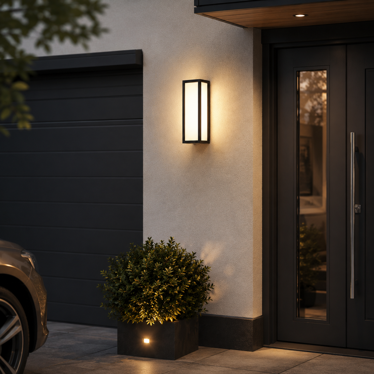 Utendørs vegglampe - rektangulær LED med valgfri bevegelsessensor