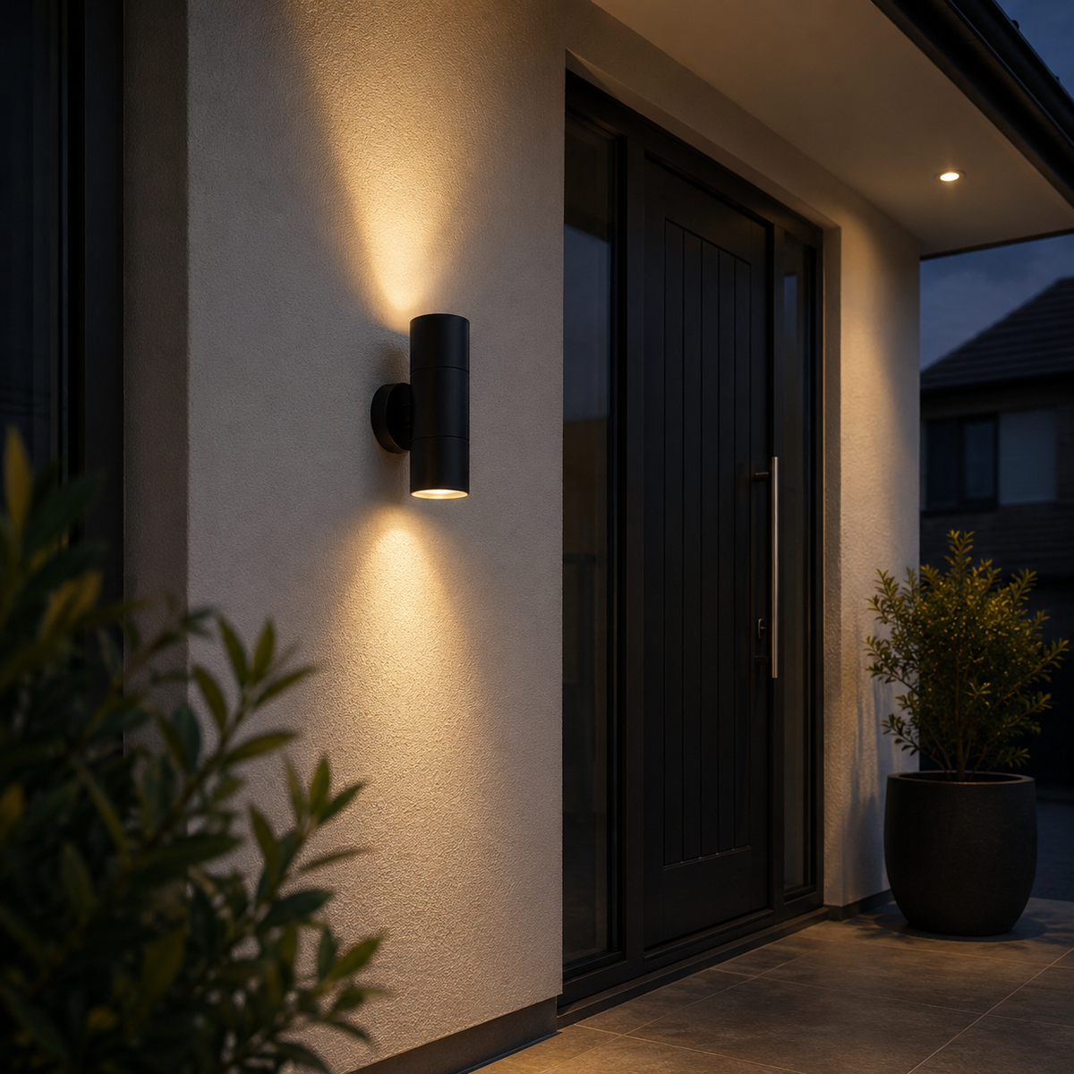 Utendørs vegglampe i aluminium - sylinder med opp- og nedlys