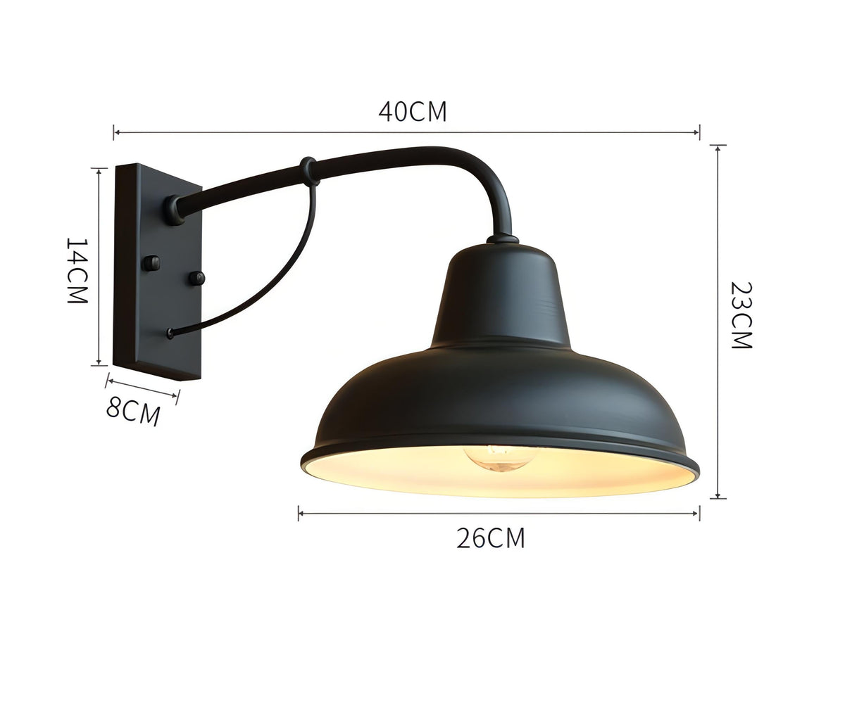 Utendørs vegglampe med avrundet retroform IP65