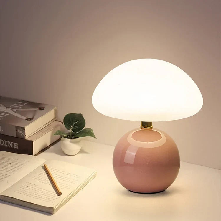 Bordlampe med fransk soppform og LED - 6 farger