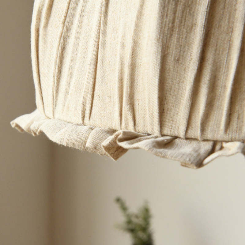 Pendellampe med drapert tekstilskjerm i beige, Beige