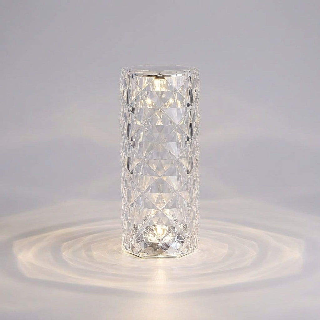 Touch lampe med krystallmønster og 16 lysfarger, Klar