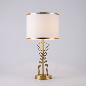 Art deco lampe for bordet med gullfot og hvit skjerm, Gull og hvit