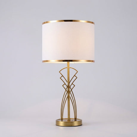 Art deco lampe for bordet med gullfot og hvit skjerm, Gull og hvit