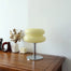 Bauhaus lampe i glass med to skiver på krom fot, Beigegul