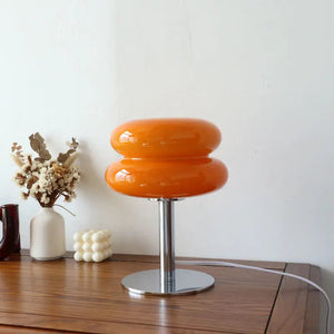 Bauhaus lampe i glass med to skiver på krom fot, Oransje, Rosa, Hvit, Beigegul