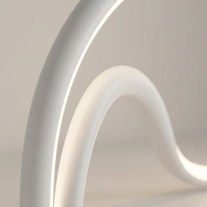 Bordlampe med buet lysbue i sort metall og integrert LED, Svart og hvit