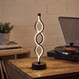 Bordlampe med doble spiralbånd i sort og LED-lys, Svart