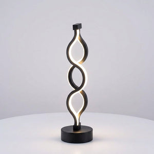 Bordlampe med doble spiralbånd i sort og LED-lys, Svart