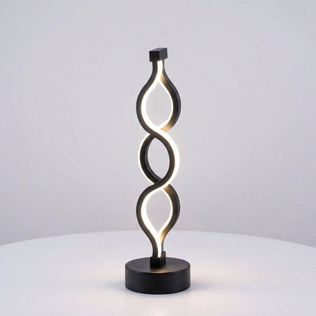 Bordlampe med doble spiralbånd i sort og LED-lys, Svart