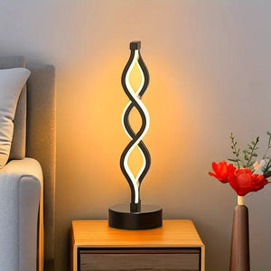 Bordlampe med doble spiralbånd i sort og LED-lys, Svart