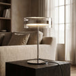 Bordlampe med klar sylinderskjerm og krom stang, Krom og klar
