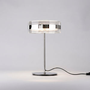Bordlampe med klar sylinderskjerm og krom stang, Krom og klar