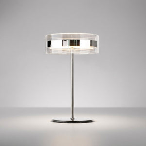 Bordlampe med klar sylinderskjerm og krom stang, Krom og klar