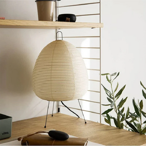 Gulv- og bordlampe i rispapir i japansk wabi-sabi-stil, 47 x 28 cm