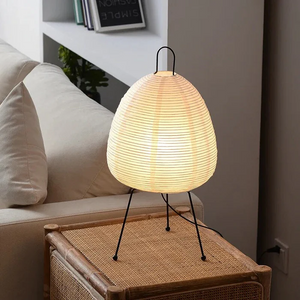 Gulv- og bordlampe i rispapir i japansk wabi-sabi-stil, 47 x 28 cm