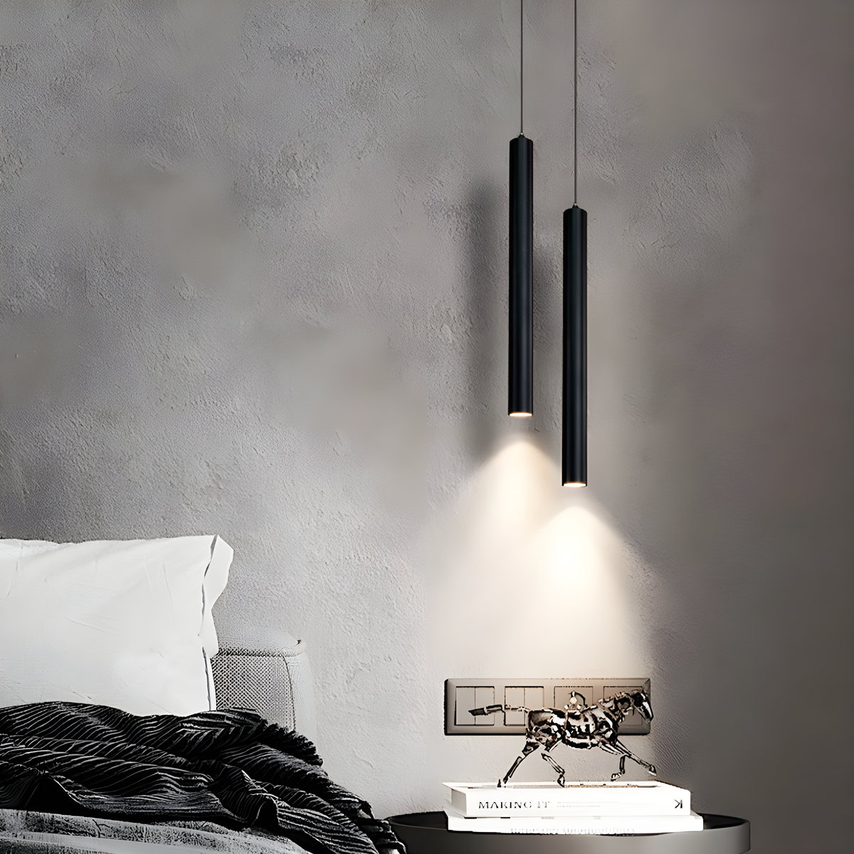 LED-pendellampe med to skjermer i nordisk stil