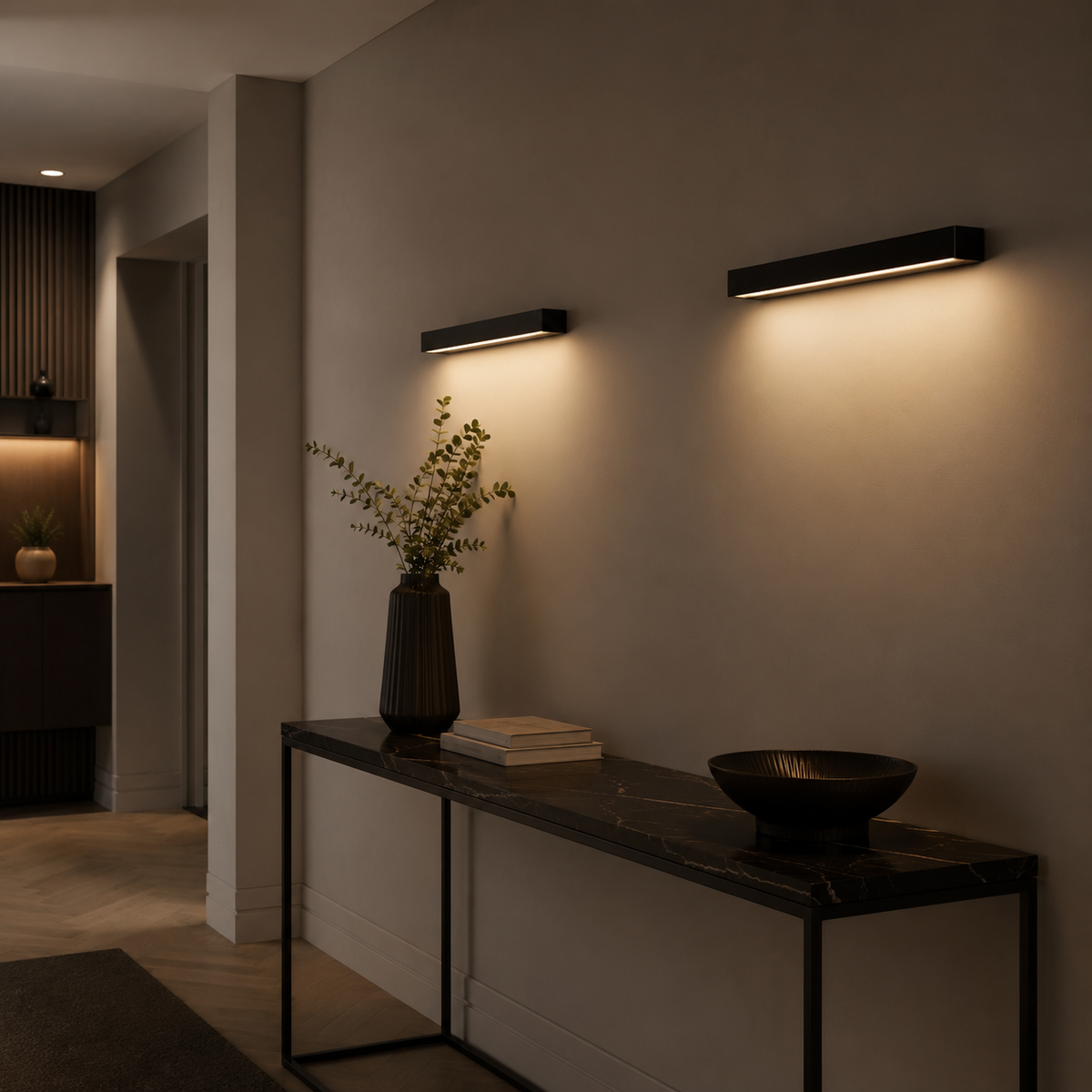 Utendørs vegglampe med LED og opp- og nedlys, svart, IP65