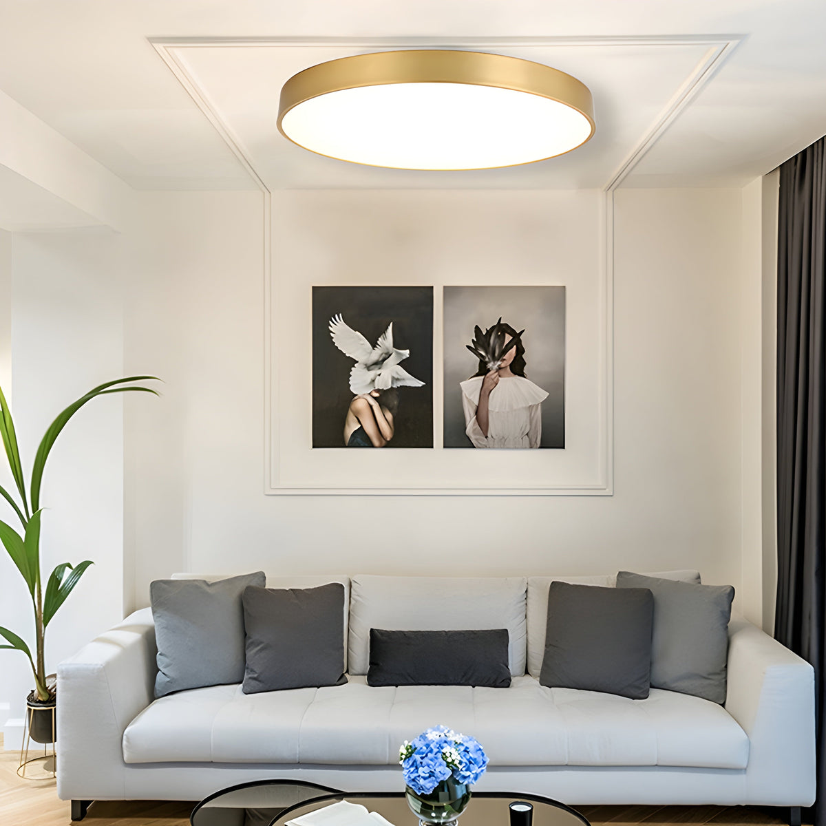 Taklampe med LED - ultratynn rund plafond med jernramme, 40 cm