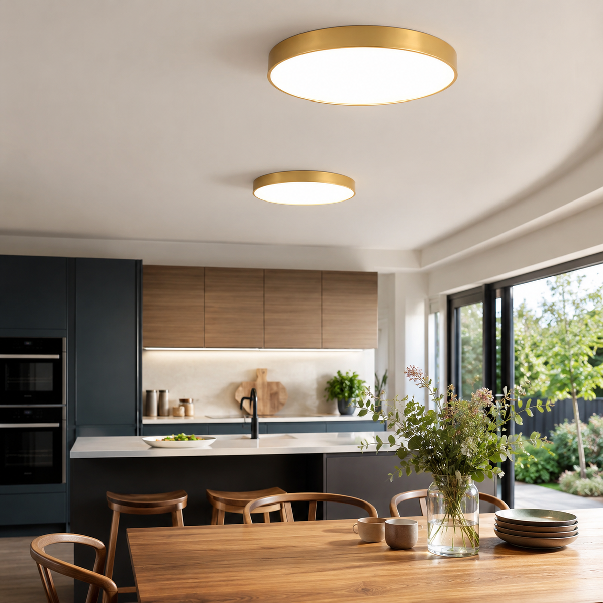 Taklampe med LED - ultratynn rund plafond med jernramme, 40 cm