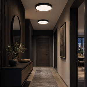 Taklampe med LED - ultratynn rund plafond med jernramme, 40 cm