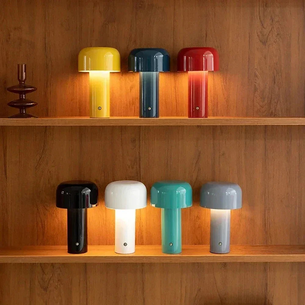 Bordlampe med LED - oppladbar soppform med berøringsdimmer