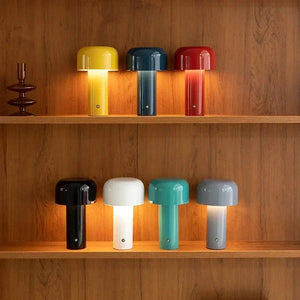 Bordlampe med LED - oppladbar soppform med berøringsdimmer