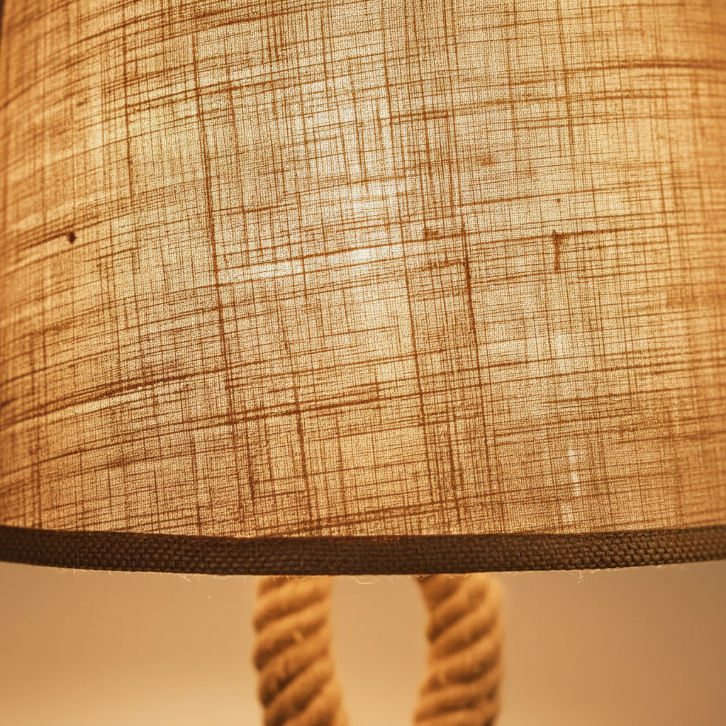 Bordlampe med hampetau og linskjerm - rustikk kyststil
