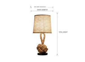 Bordlampe med hampetau og linskjerm - rustikk kyststil