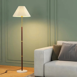 Gulvlampe i marmor og tre med varmt LED-lys - moderne design