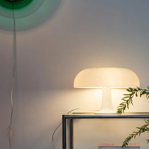 Bordlampe med soppform i retrostil, oransje eller hvit